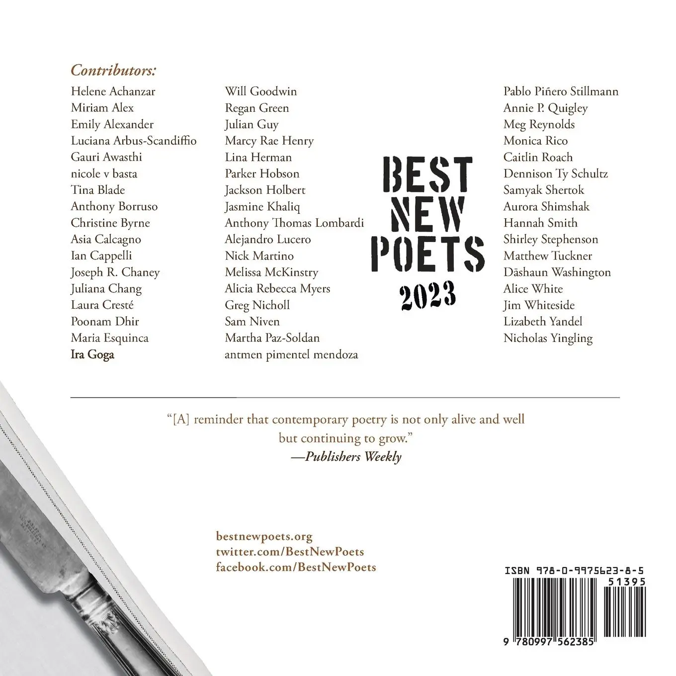Rückseite: 9780997562385 | Best New Poets 2023 | 50 Poems from Emerging Writers | Anna Journey