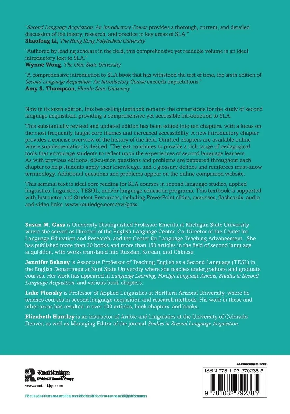 Rückseite: 9781032792385 | Second Language Acquisition | An Introductory Course | Gass (u. a.)