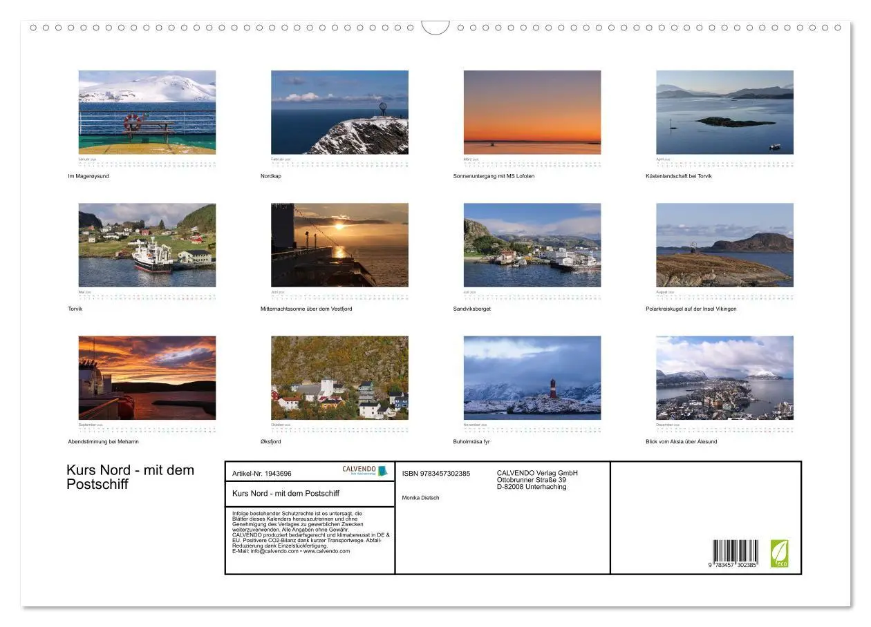Bild: 9783457302385 | Kurs Nord - mit dem Postschiff (Wandkalender 2026 DIN A2 quer),...