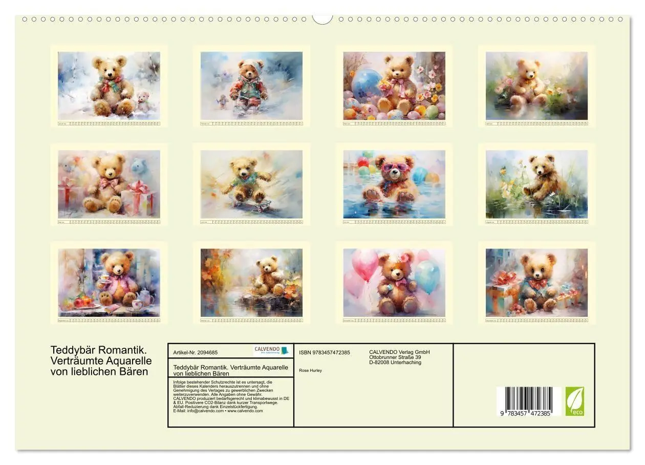 Bild: 9783457472385 | Teddybär Romantik. Verträumte Aquarelle von lieblichen Bären...