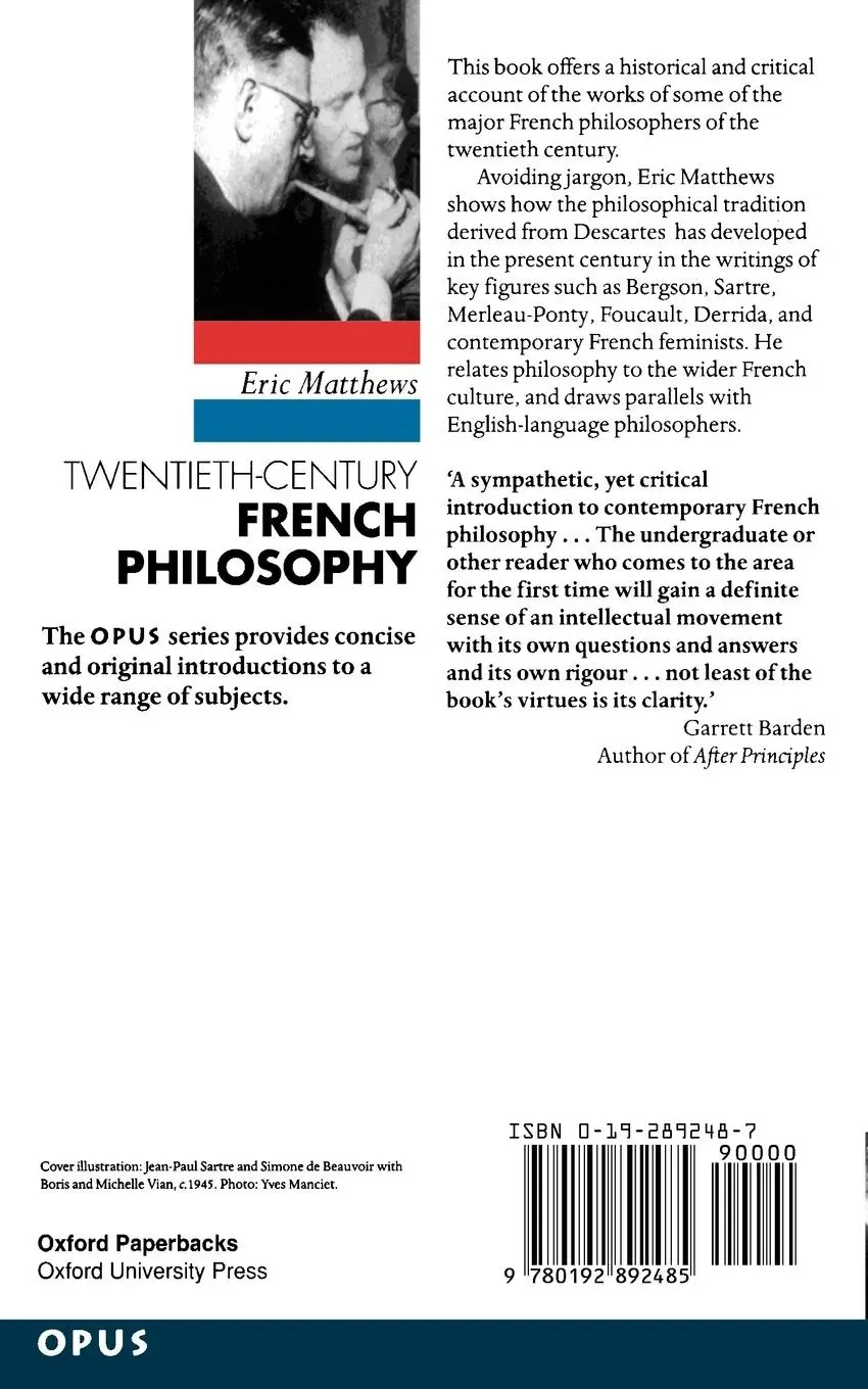 Rückseite: 9780192892485 | Twentieth-Century French Philosophy | Eric Matthews | Taschenbuch