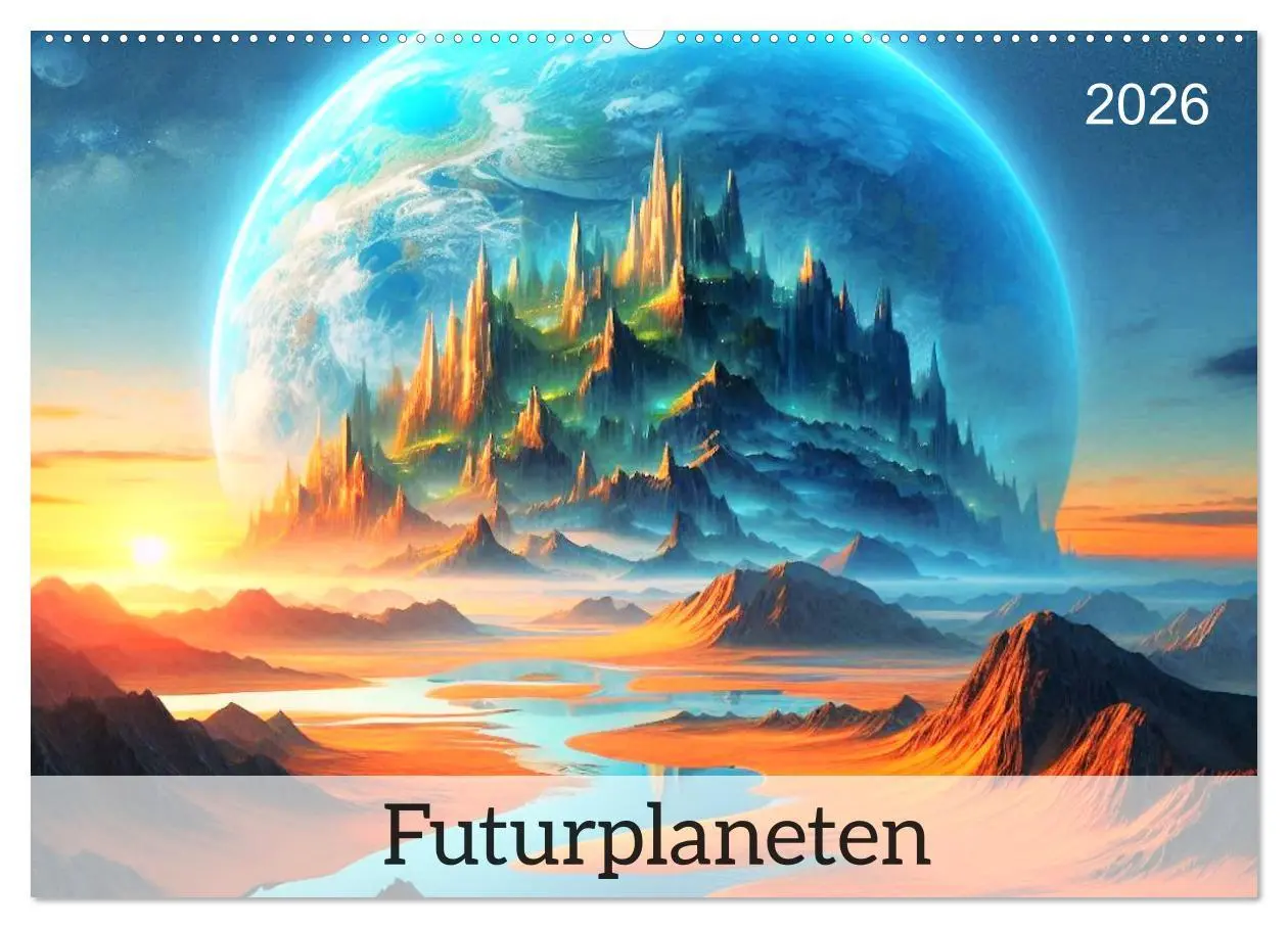 Cover: 9783457392485 | Futurplaneten (Wandkalender 2026 DIN A2 quer), CALVENDO Monatskalender