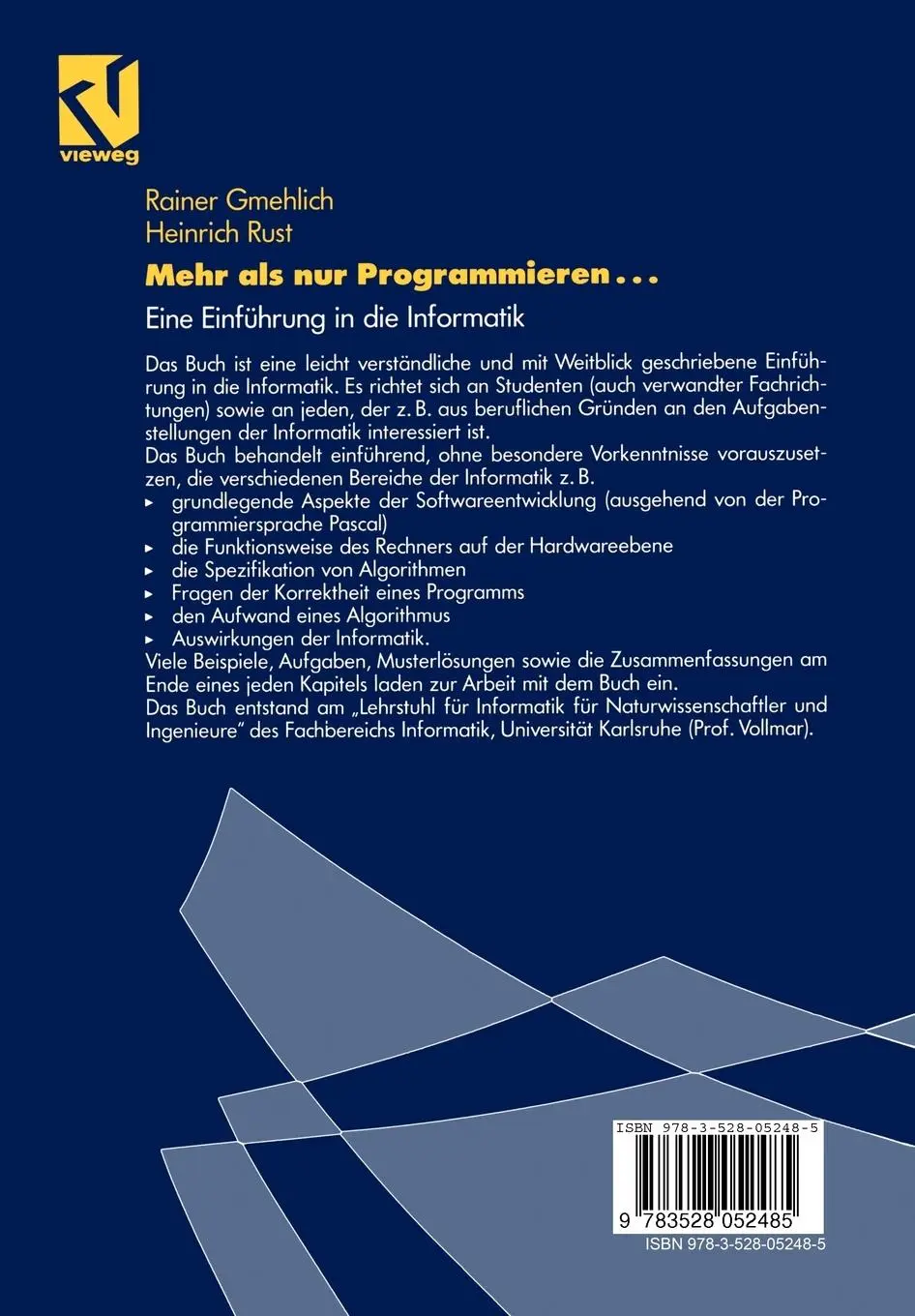 Rückseite: 9783528052485 | Mehr als nur Programmieren... | Eine Einführung in die Informatik