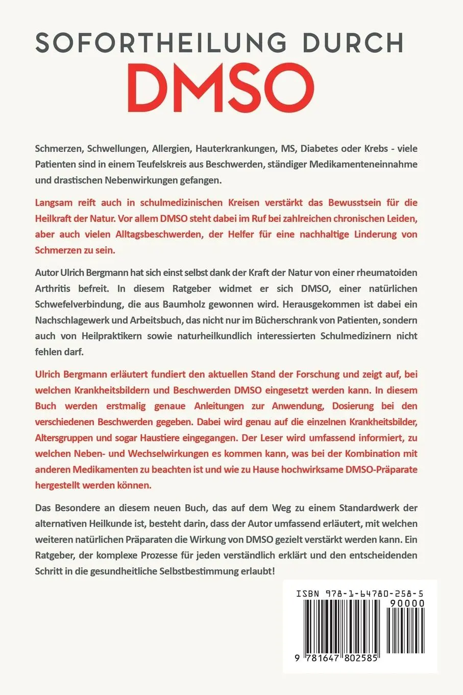 Rückseite: 9781647802585 | Sofortheilung durch DMSO | Ulrich Bergmann | Taschenbuch | 2021