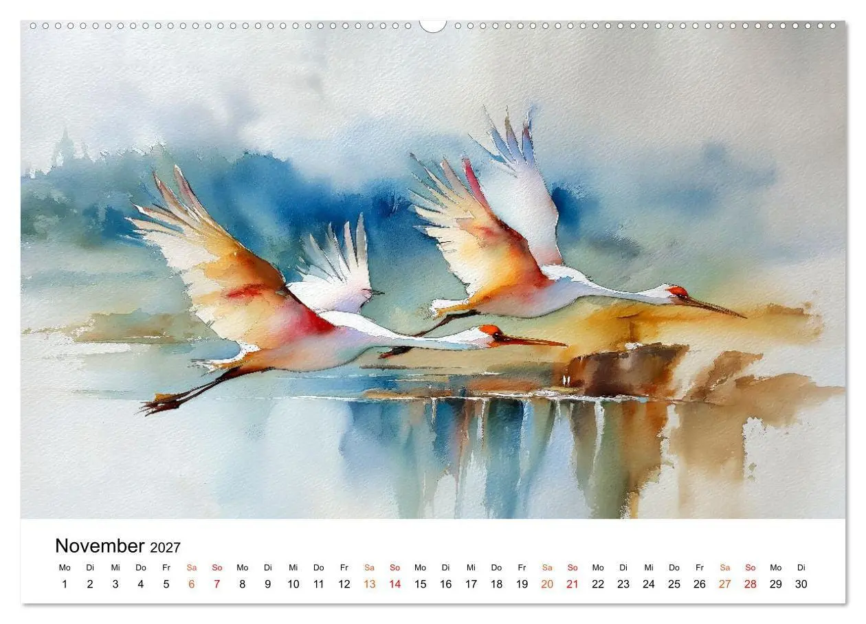 Bild: 9783516782585 | Kraniche zwischen Wind und Weite (Wandkalender 2027 DIN A2 quer),...