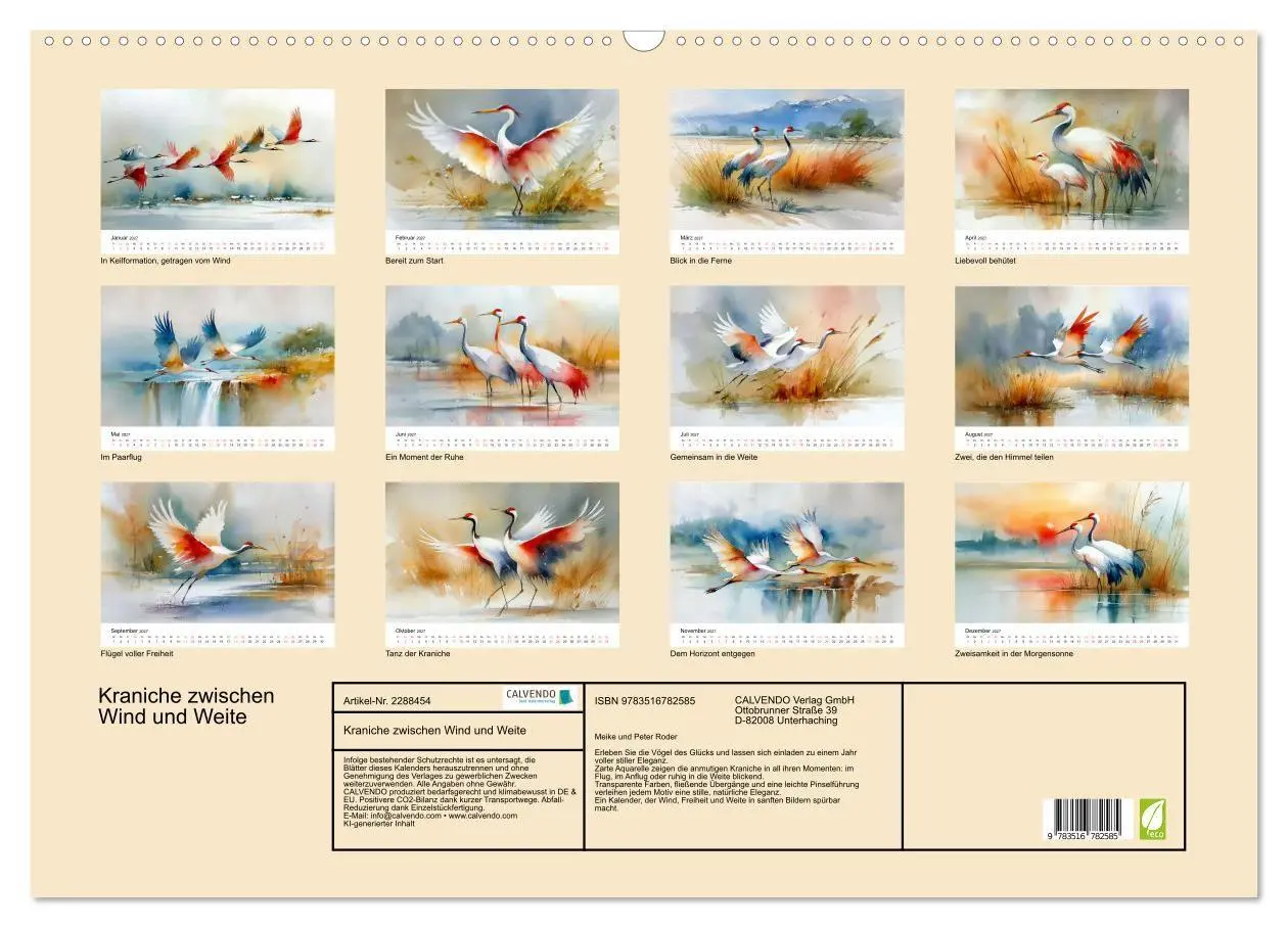 Bild: 9783516782585 | Kraniche zwischen Wind und Weite (Wandkalender 2027 DIN A2 quer),...