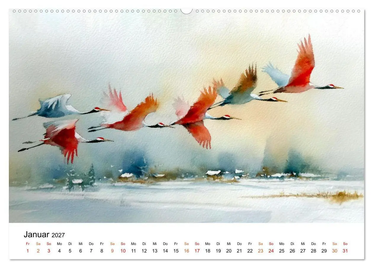 Bild: 9783516782585 | Kraniche zwischen Wind und Weite (Wandkalender 2027 DIN A2 quer),...