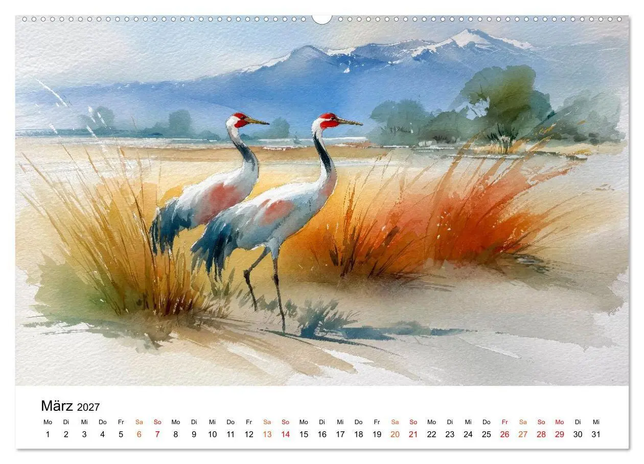 Bild: 9783516782585 | Kraniche zwischen Wind und Weite (Wandkalender 2027 DIN A2 quer),...