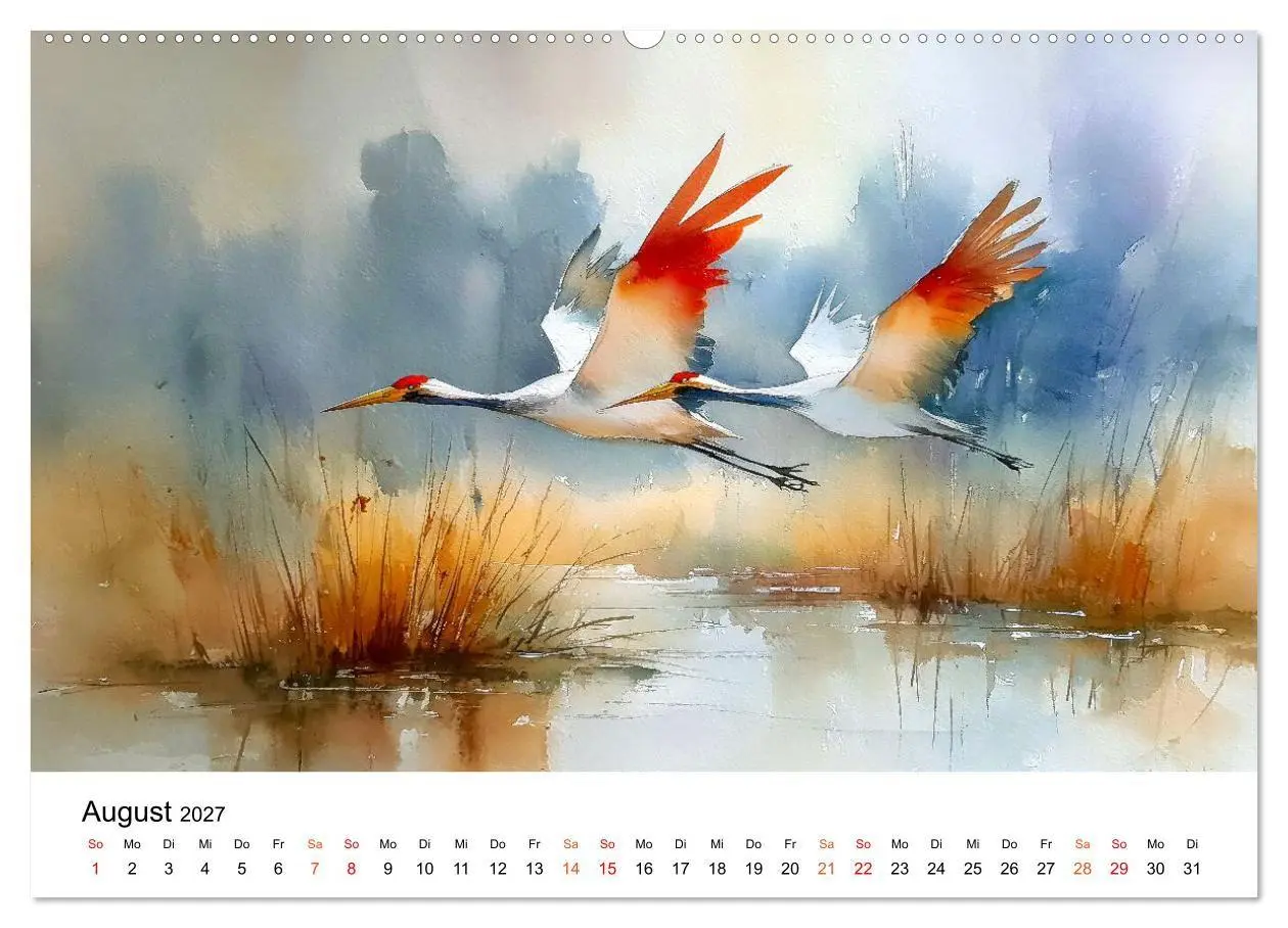 Bild: 9783516782585 | Kraniche zwischen Wind und Weite (Wandkalender 2027 DIN A2 quer),...