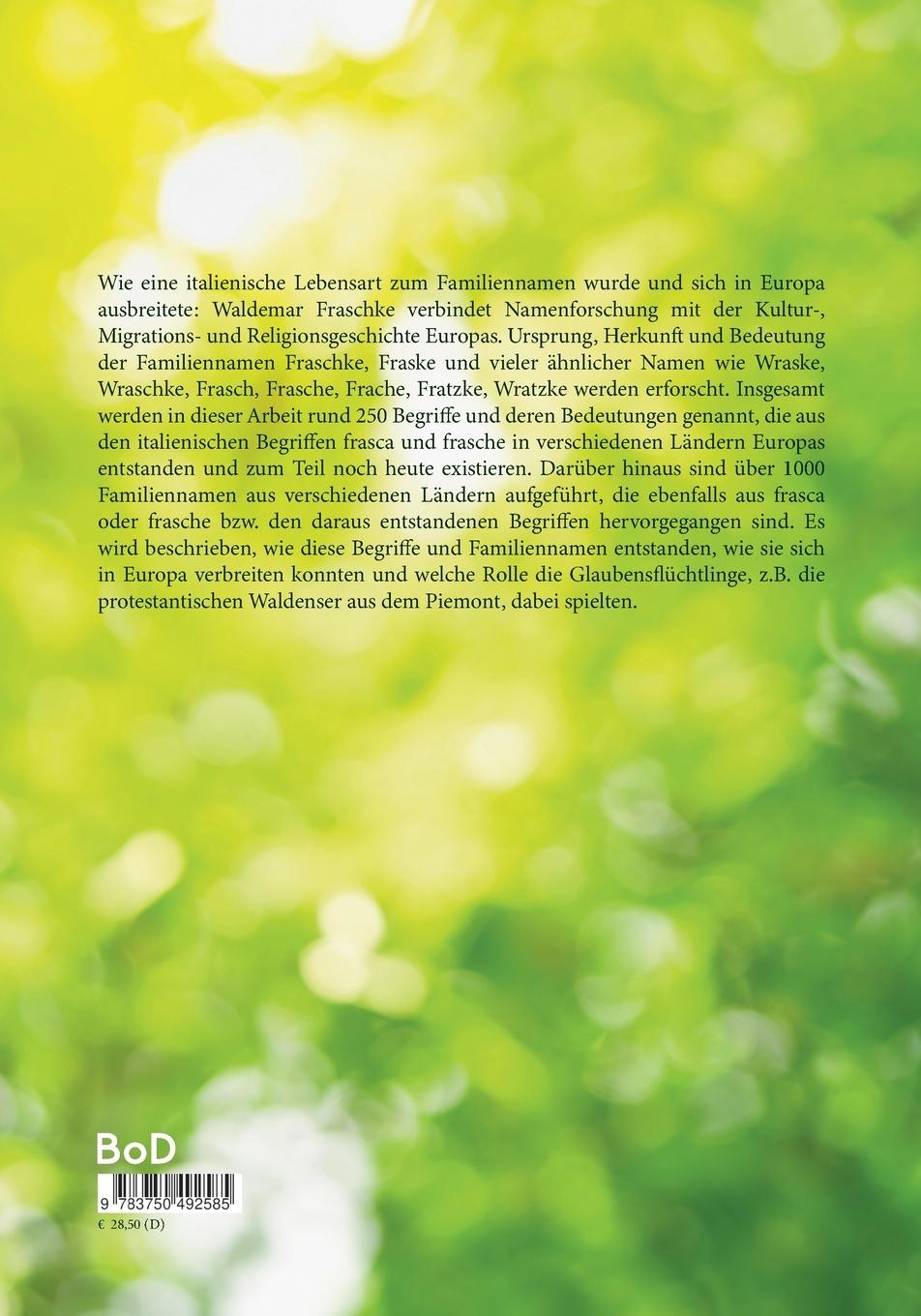 Rückseite: 9783750492585 | Frasca, der Laubzweig | Waldemar Fraschke | Taschenbuch | 248 S.