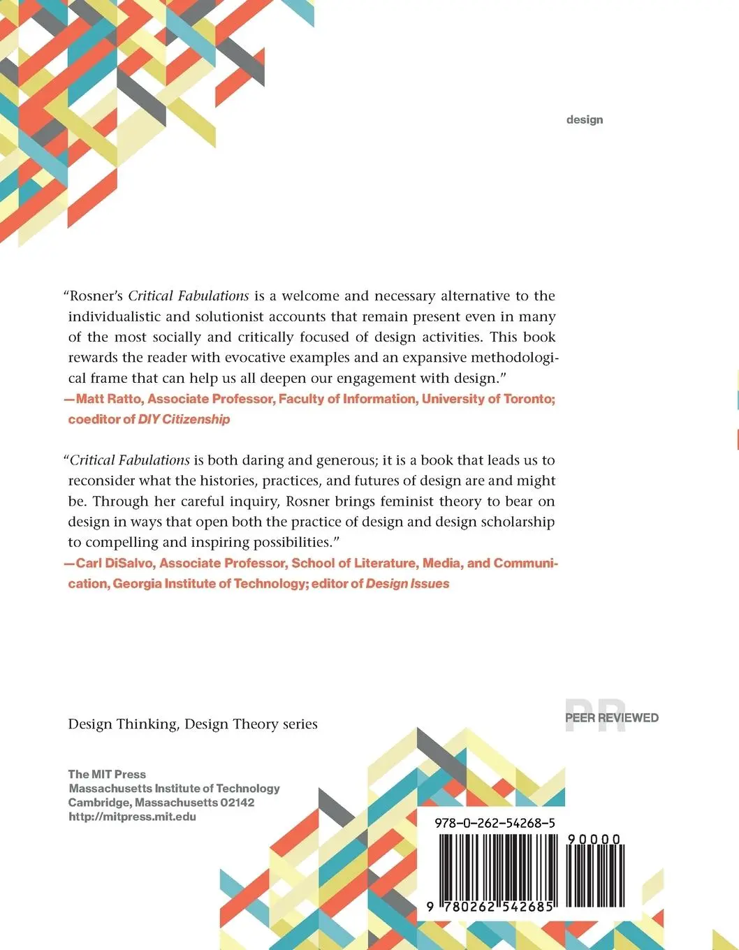 Rückseite: 9780262542685 | Critical Fabulations | Reworking the Methods and Margins of Design
