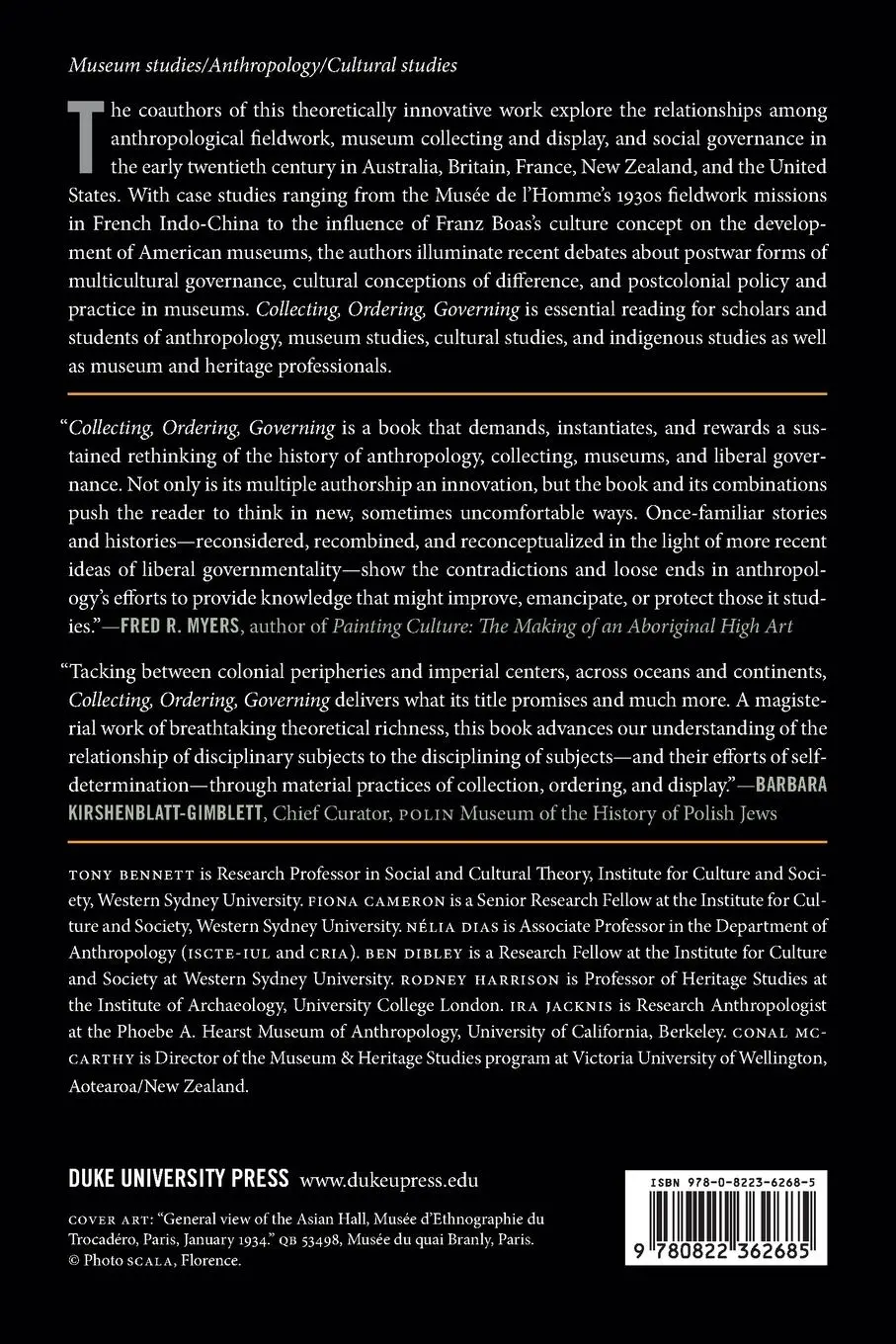 Rückseite: 9780822362685 | Collecting, Ordering, Governing | Tony Bennett | Taschenbuch | 2017