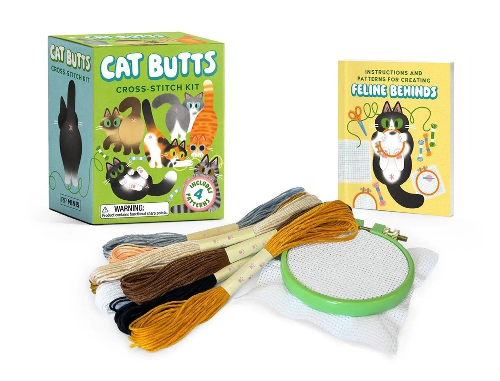Cover: 9798894142685 | Cat Butts Cross-Stitch Kit | Includes 4 Patterns | Caetano (u. a.)