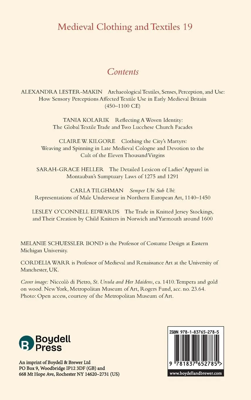 Rückseite: 9781837652785 | Medieval Clothing and Textiles 19 | Melanie Schuessler Bond (u. a.)