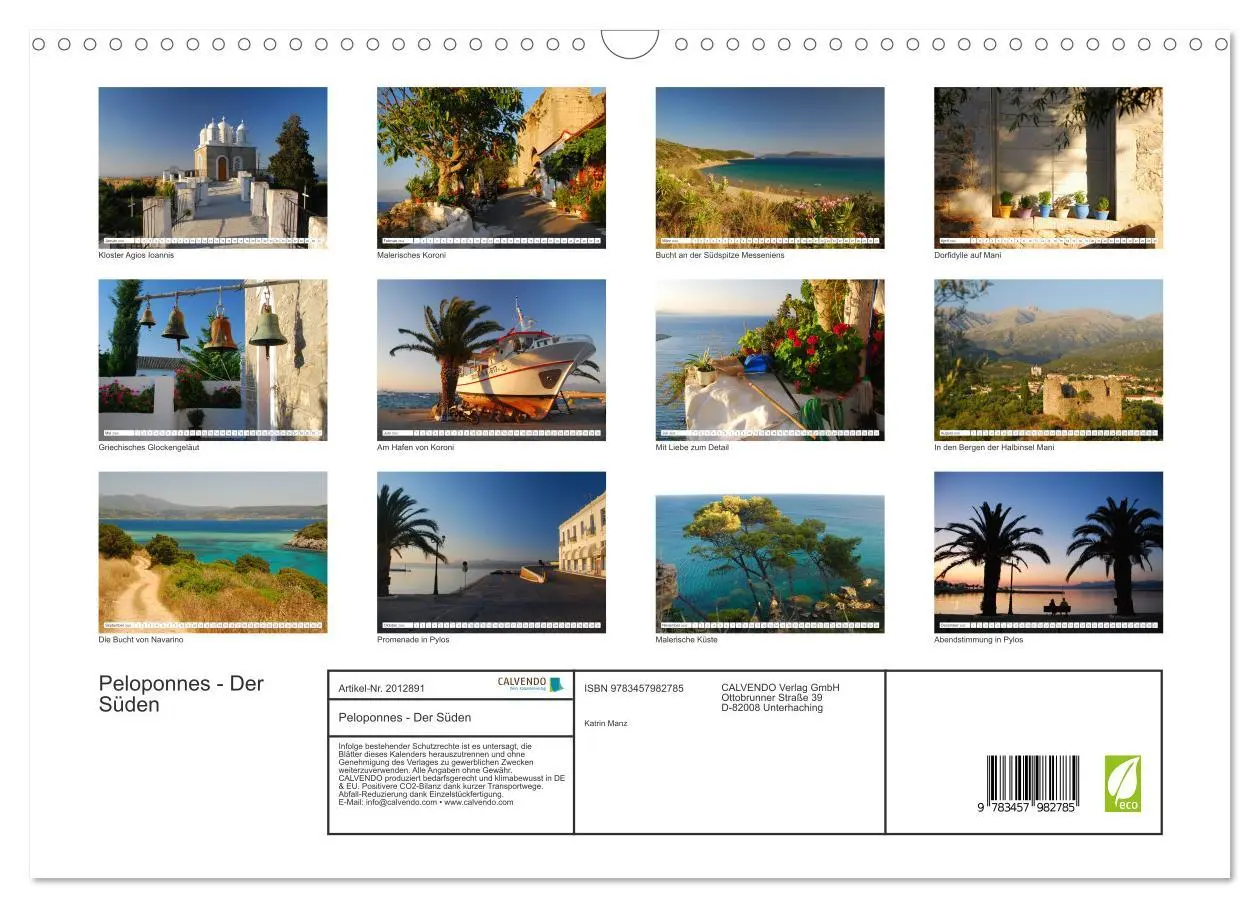 Bild: 9783457982785 | Peloponnes - Der Süden (Wandkalender 2026 DIN A3 quer), CALVENDO...