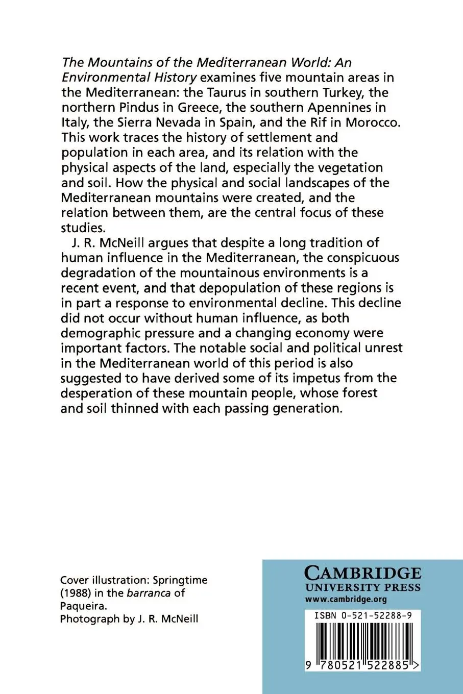 Rückseite: 9780521522885 | The Mountains of the Mediterranean World | J. R. Mcneill (u. a.)