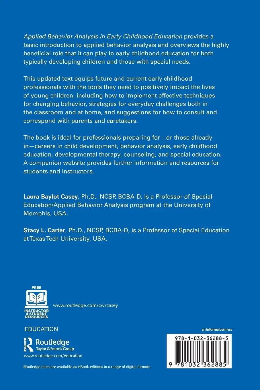 Rückseite: 9781032362885 | Applied Behavior Analysis in Early Childhood Education | Casey (u. a.)