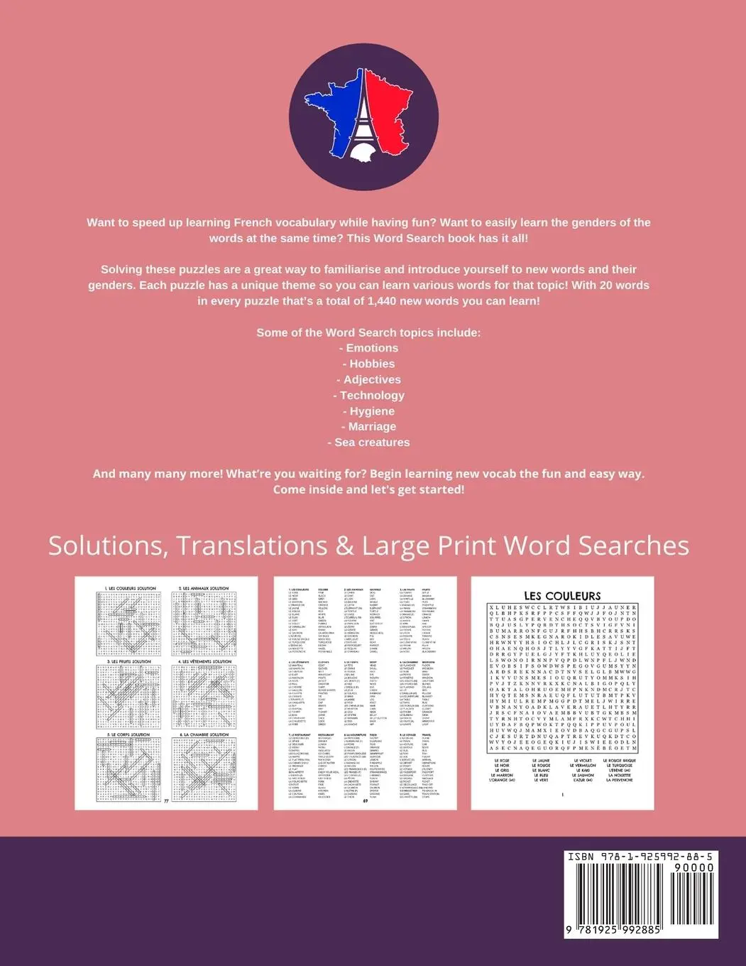 Rückseite: 9781925992885 | Learn French With Word Search Puzzles - 68 Mots Mêlés | French Hacking