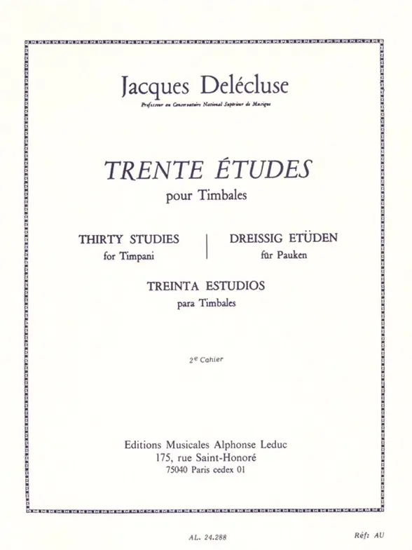 Cover: 9790046242885 | 30 Etudes Cahier 2 pour Timbales | Jacques Delécluse | Buch