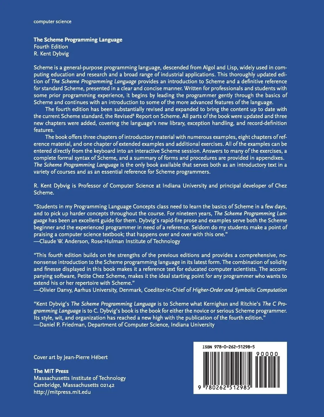Rückseite: 9780262512985 | The Scheme Programming Language, fourth edition | R. Kent Dybvig