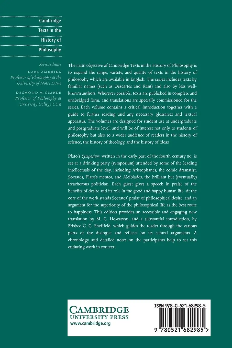 Rückseite: 9780521682985 | Plato | The Symposium | Frisbee C. C. Sheffield | Taschenbuch | 2008