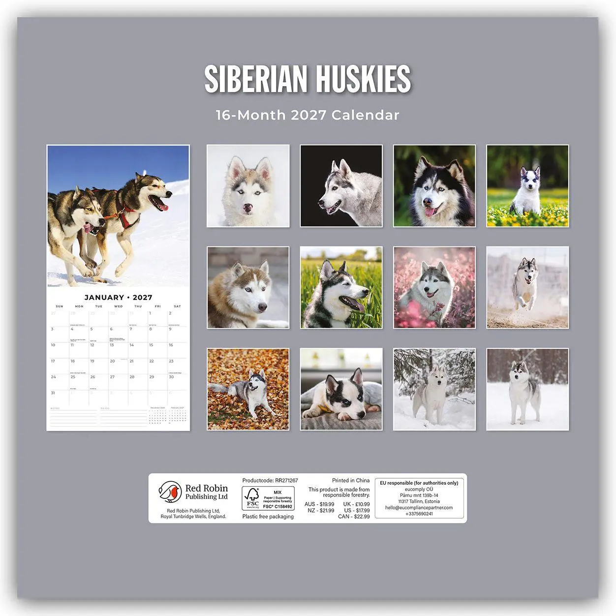 Rückseite: 9781837012985 | Siberian Huskies - Sibirischer Husky - Sibirische Huskys 2027 -...