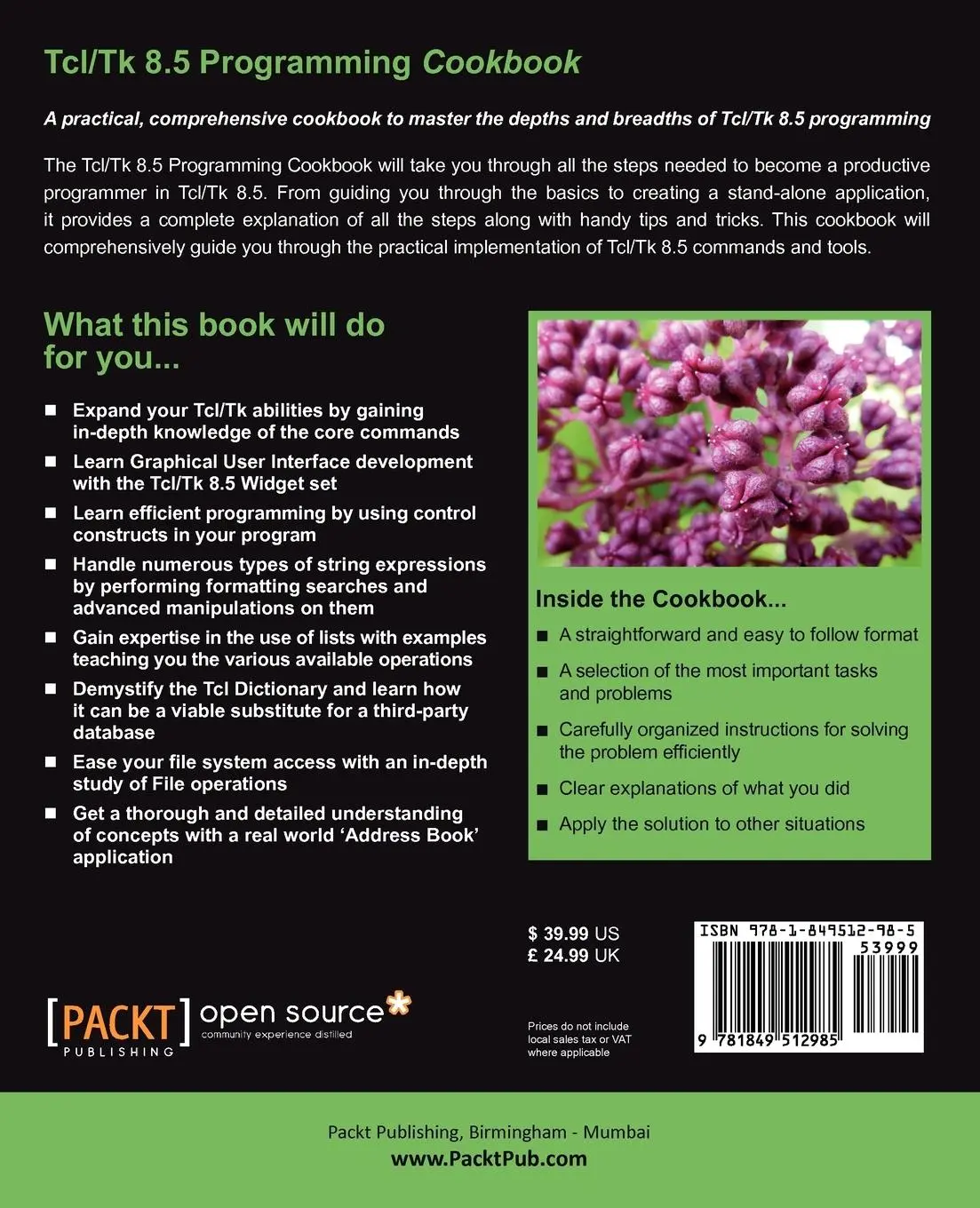 Rückseite: 9781849512985 | TCL/TK 8.5 Programming Cookbook | Bert Wheeler | Taschenbuch | 2011