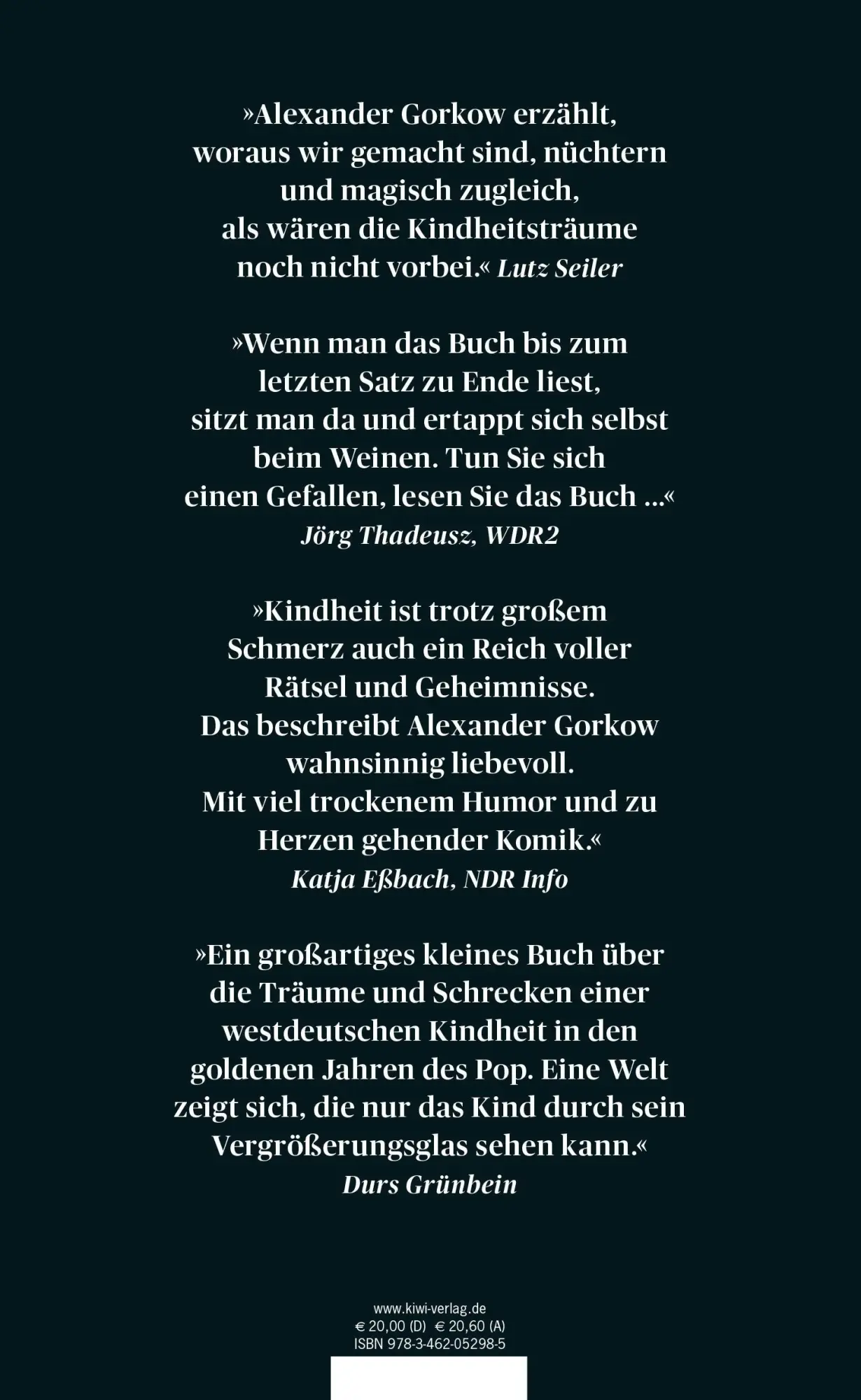 Rückseite: 9783462052985 | Die Kinder hören Pink Floyd | Roman | Alexander Gorkow | Buch | 192 S.