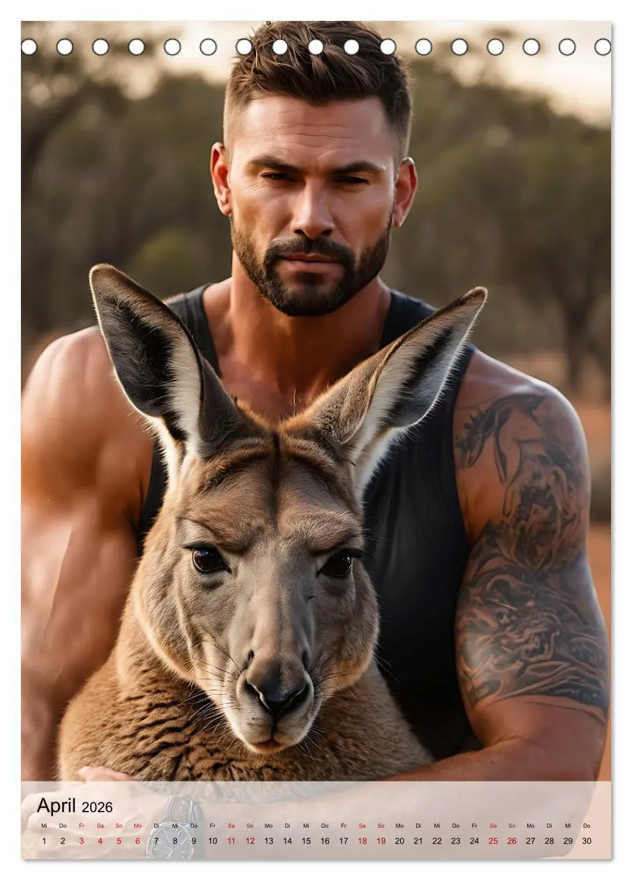 Bild: 9783516292985 | Verwegene Kerle - Muskeln, Tattoos und wilde Tiere (Tischkalender...