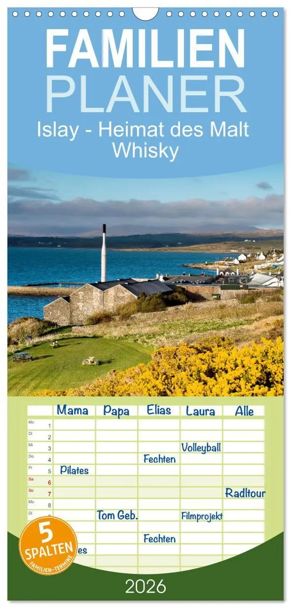 Cover: 9783516502985 | Familienplaner 2026 - Islay - Heimat des Malt Whisky mit 5 Spalten...