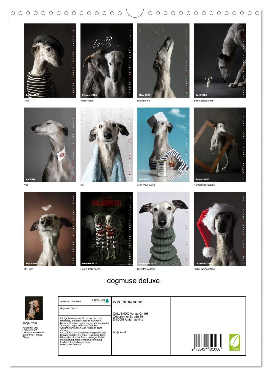 Bild: 9783457303085 | dogmuse deluxe (Wandkalender 2026 DIN A3 hoch), CALVENDO...