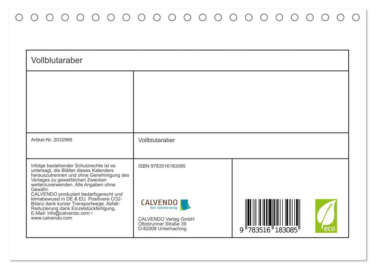 Bild: 9783516183085 | Vollblutaraber (Tischkalender 2026 DIN A5 quer), CALVENDO...