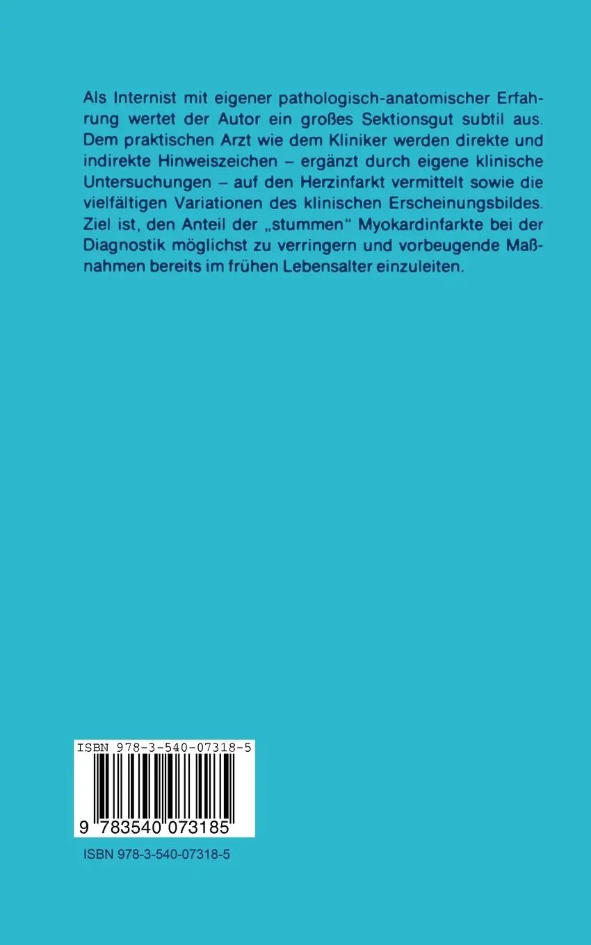 Rückseite: 9783540073185 | Der "stumme" Myokardinfarkt | H. Mörl | Taschenbuch | xiv | Deutsch