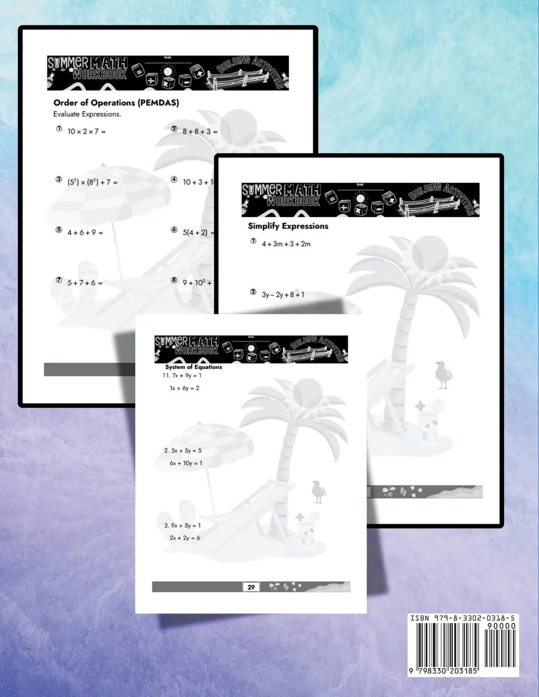 Rückseite: 9798330203185 | Summer Math Workbook 8-9 Grade Bridge Building Activities | Building
