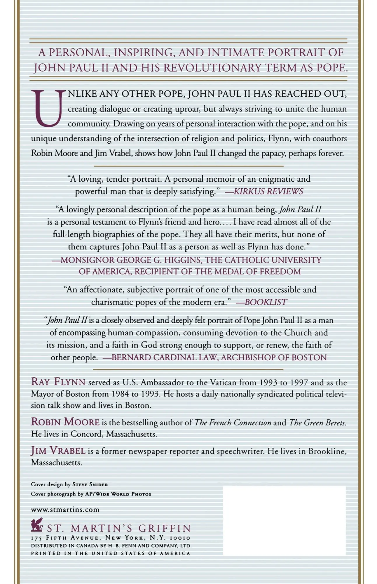 Rückseite: 9780312283285 | John Paul II | A Personal Portrait of the Pope and the Man | Buch