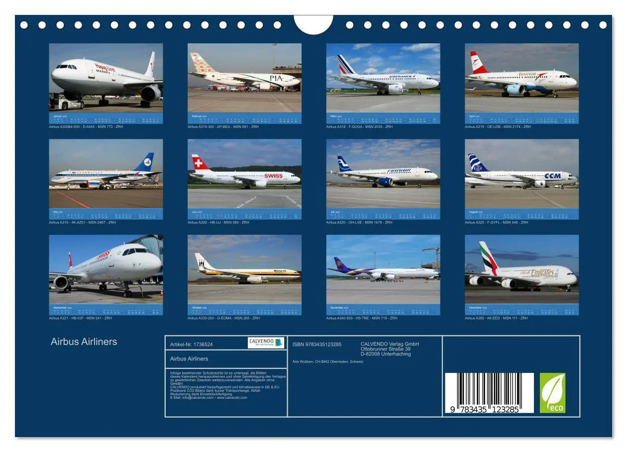 Bild: 9783435123285 | Airbus Airliners (Wandkalender 2025 DIN A4 quer), CALVENDO...