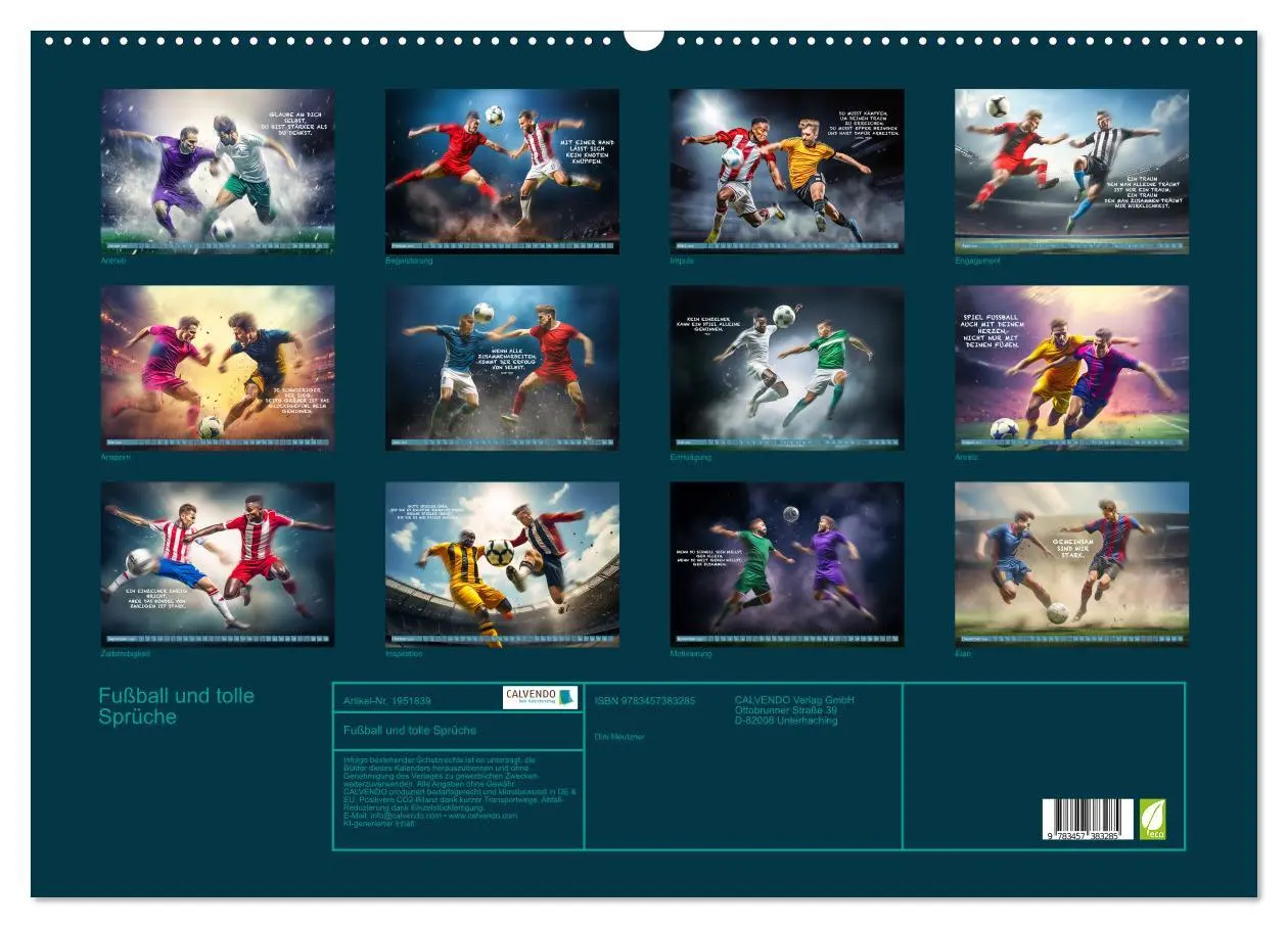 Bild: 9783457383285 | Fußball und tolle Sprüche (Wandkalender 2026 DIN A2 quer), CALVENDO...