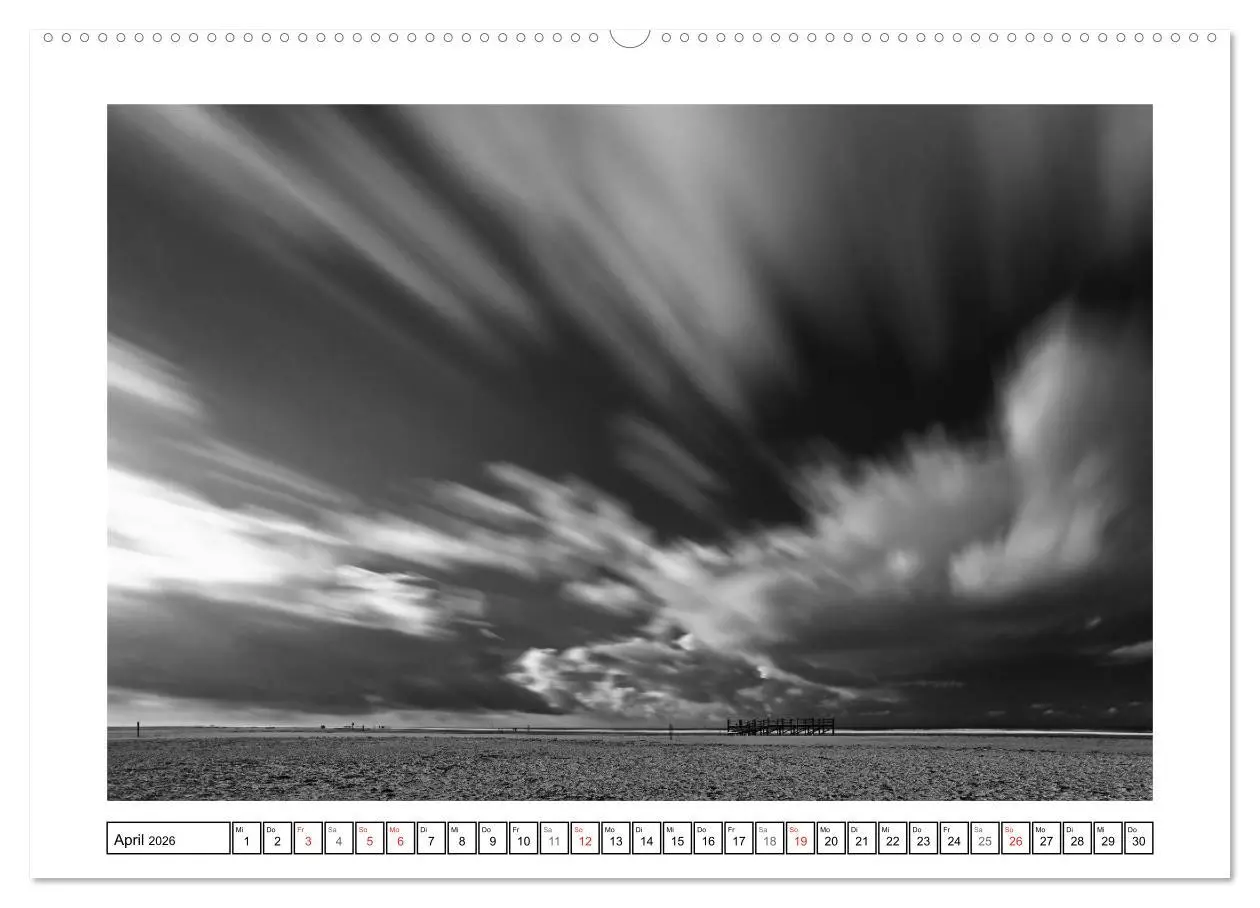 Bild: 9783516093285 | Am Strand von St. Peter-Ording SCHWARZ-WEISS (Wandkalender 2026 DIN...