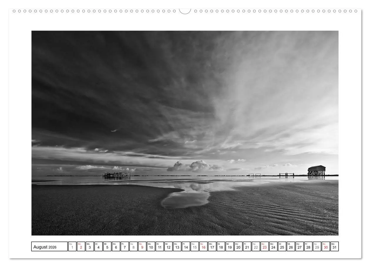 Bild: 9783516093285 | Am Strand von St. Peter-Ording SCHWARZ-WEISS (Wandkalender 2026 DIN...