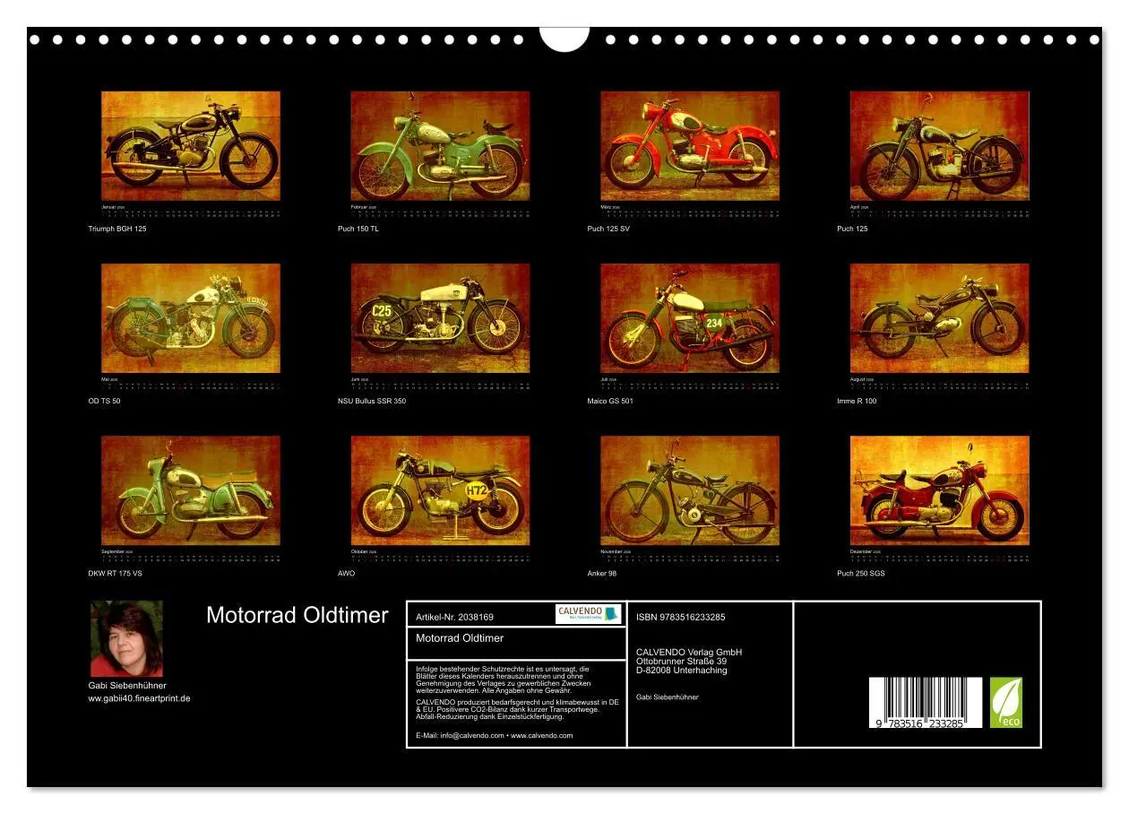 Bild: 9783516233285 | Motorrad Oldtimer (Wandkalender 2026 DIN A3 quer), CALVENDO...