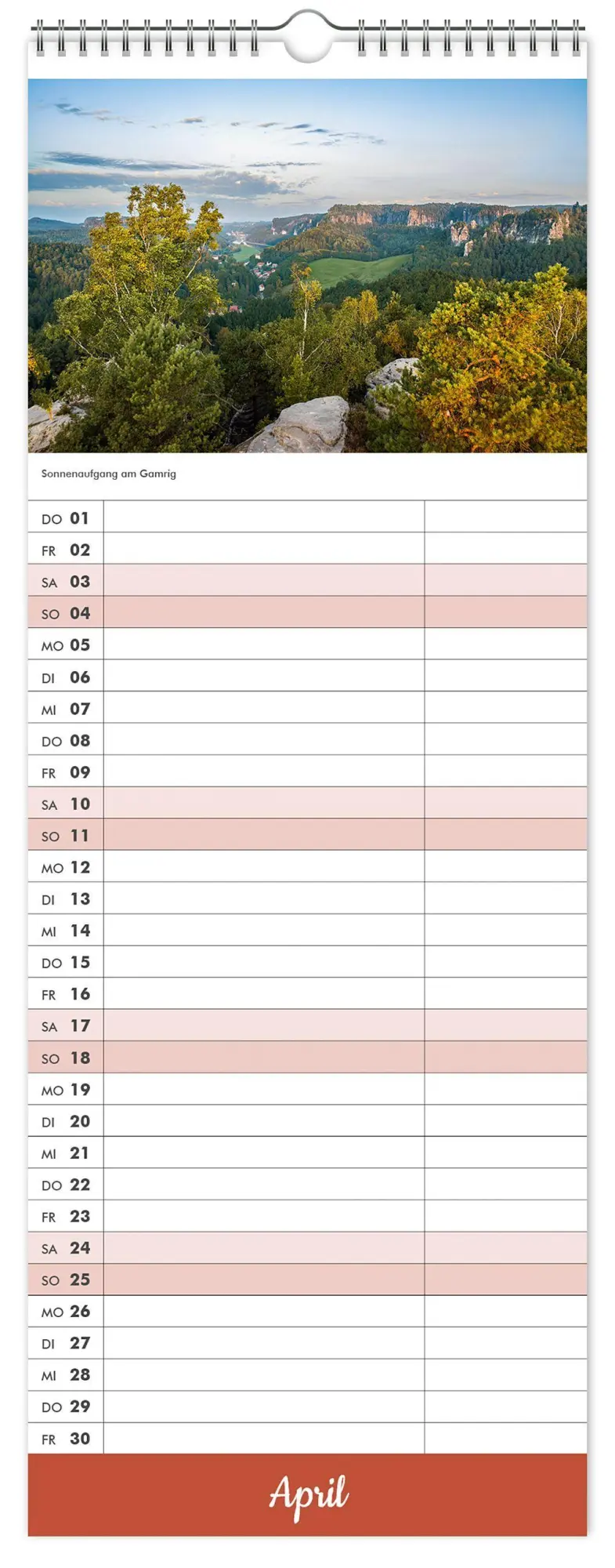 Bild: 9783912303285 | Küchenkalender Sächsische Schweiz 2027 | 15 x 40 cm weißes Kalendarium