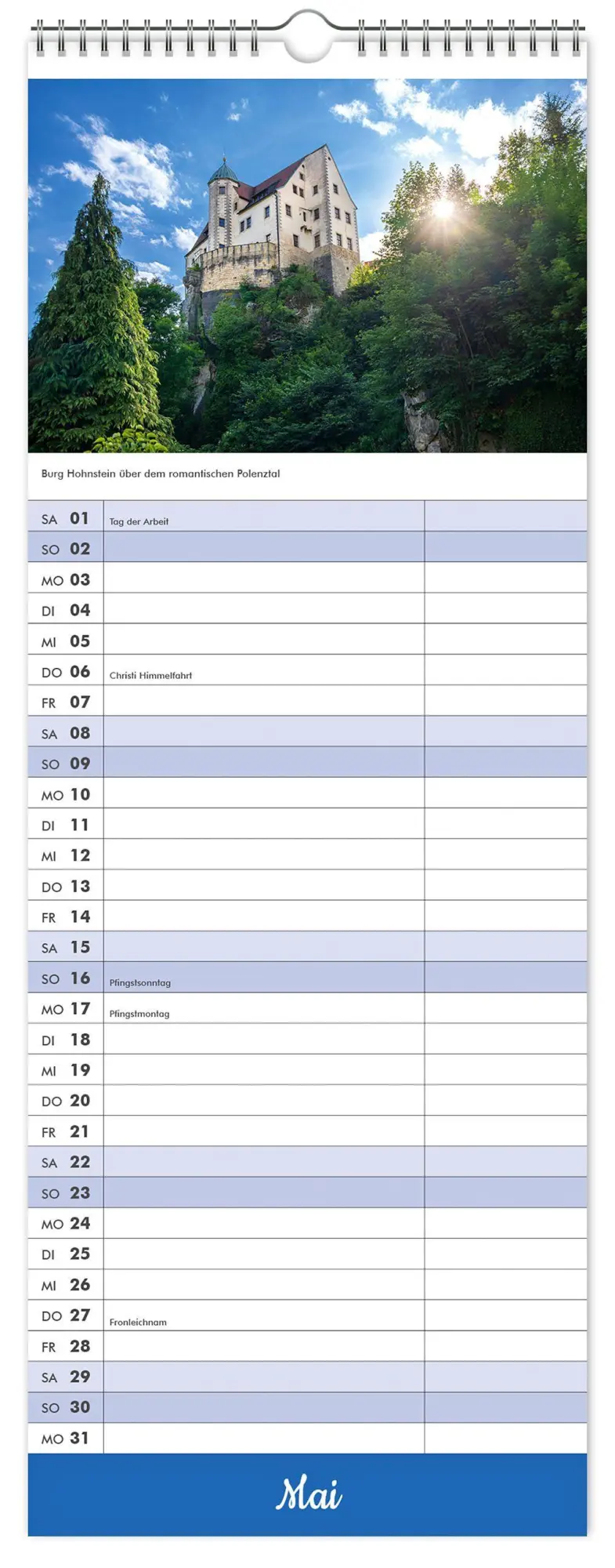 Bild: 9783912303285 | Küchenkalender Sächsische Schweiz 2027 | 15 x 40 cm weißes Kalendarium