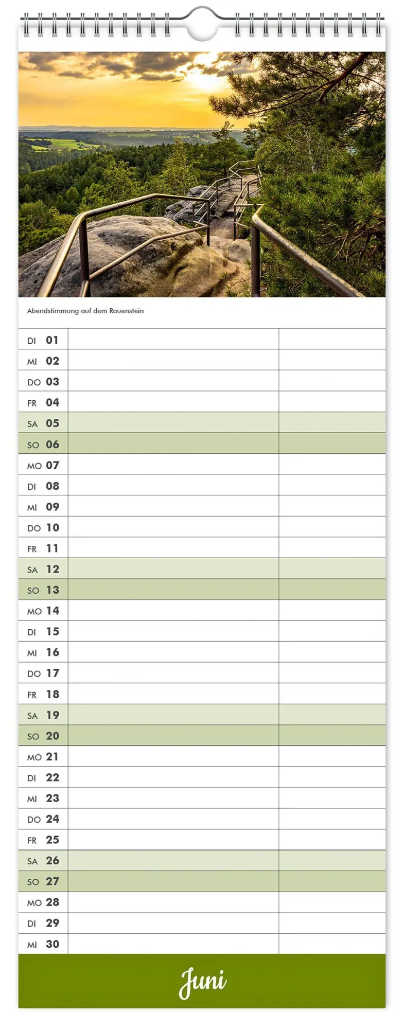Bild: 9783912303285 | Küchenkalender Sächsische Schweiz 2027 | 15 x 40 cm weißes Kalendarium