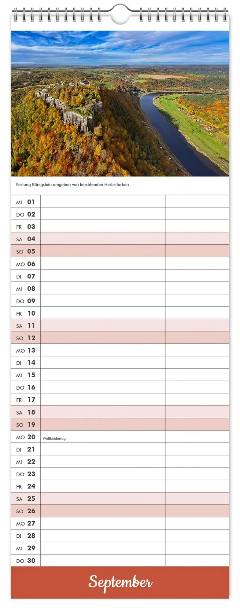 Bild: 9783912303285 | Küchenkalender Sächsische Schweiz 2027 | 15 x 40 cm weißes Kalendarium