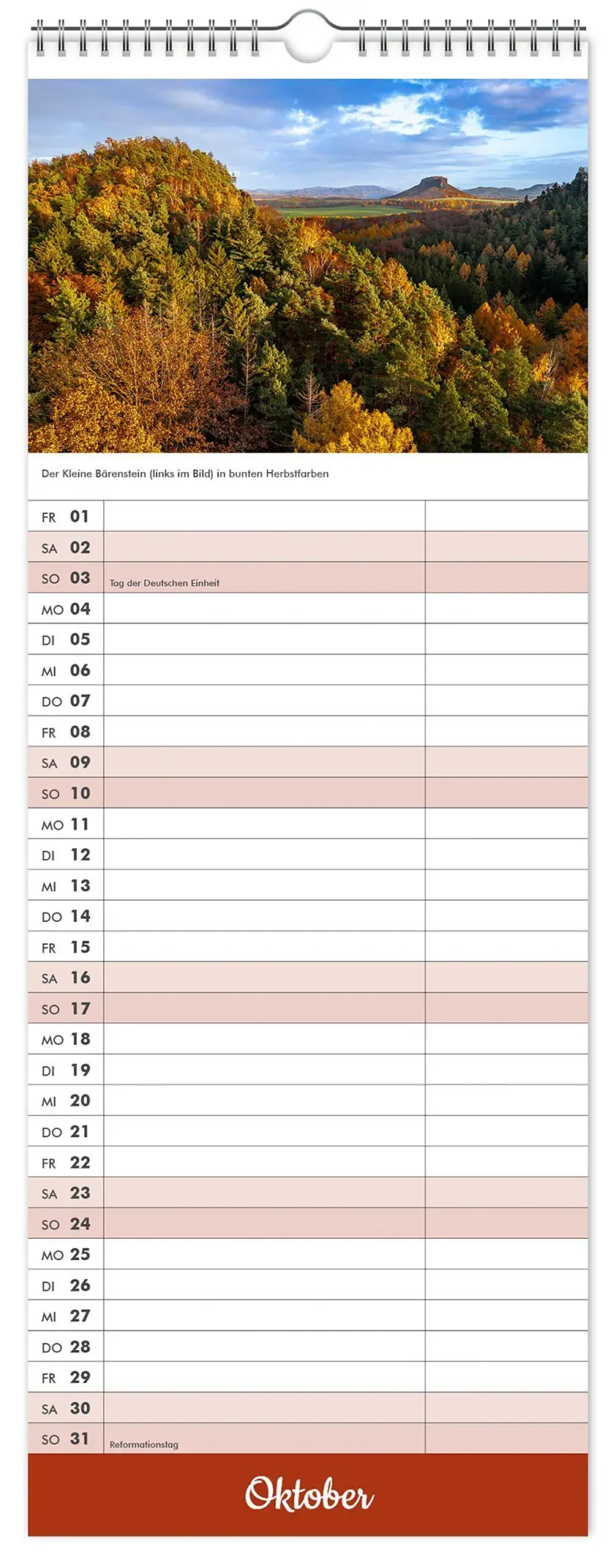 Bild: 9783912303285 | Küchenkalender Sächsische Schweiz 2027 | 15 x 40 cm weißes Kalendarium