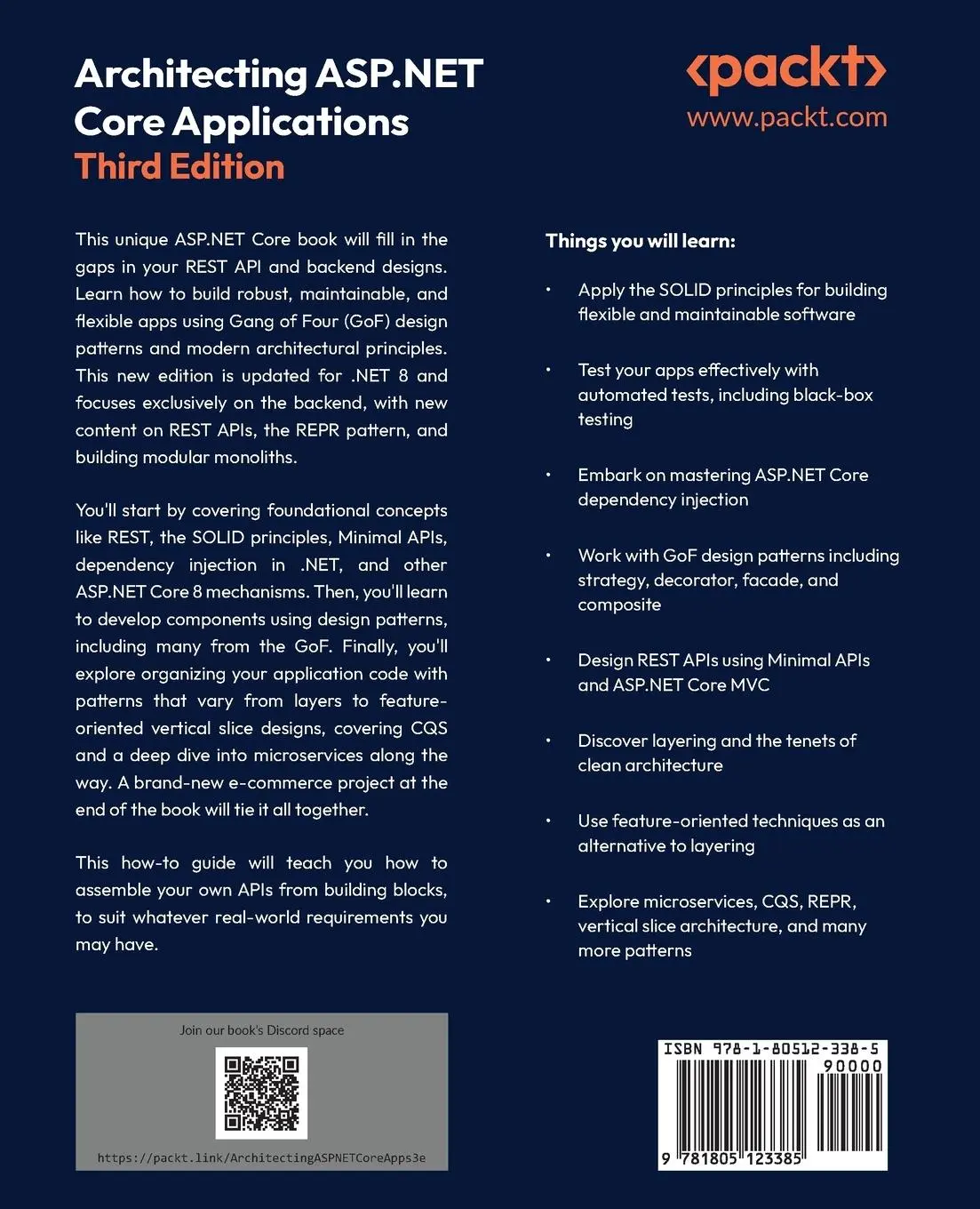 Rückseite: 9781805123385 | Architecting ASP.NET Core Applications - Third Edition | Marcotte