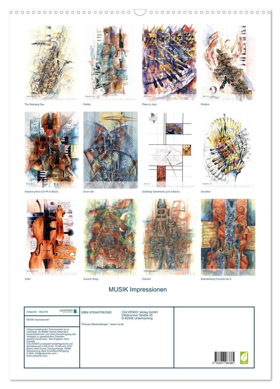 Bild: 9783457063385 | MUSIK Impressionen (Wandkalender 2025 DIN A2 hoch), CALVENDO...
