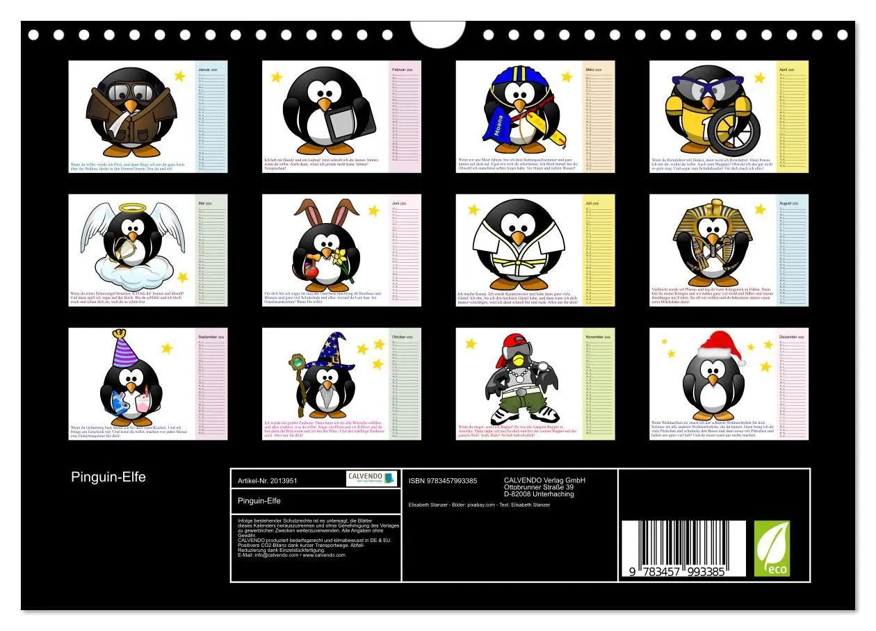 Bild: 9783457993385 | Pinguin-Elfe (Wandkalender 2026 DIN A4 quer), CALVENDO Monatskalender