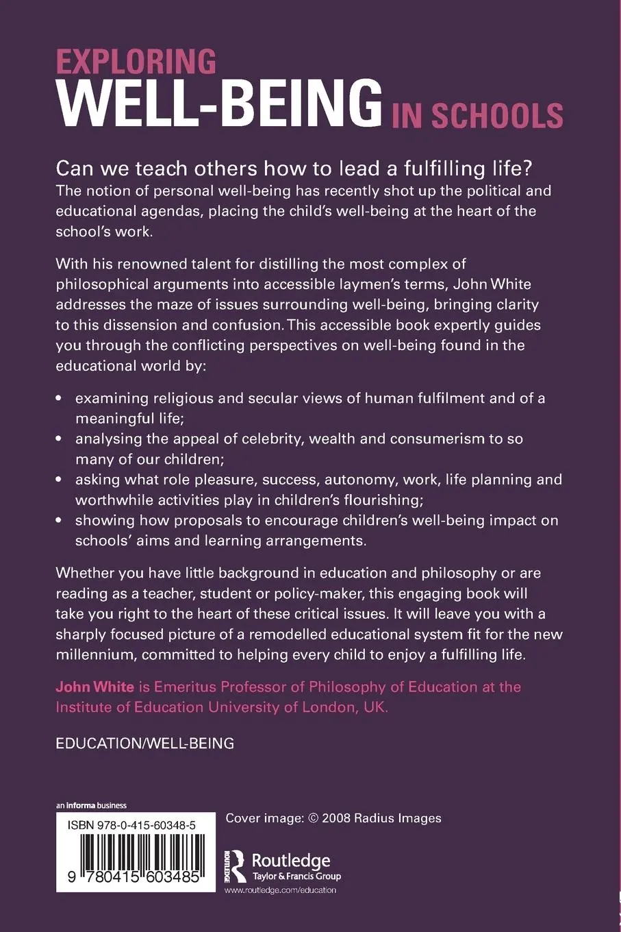 Rückseite: 9780415603485 | Exploring Well-Being in Schools | John Peter White | Taschenbuch