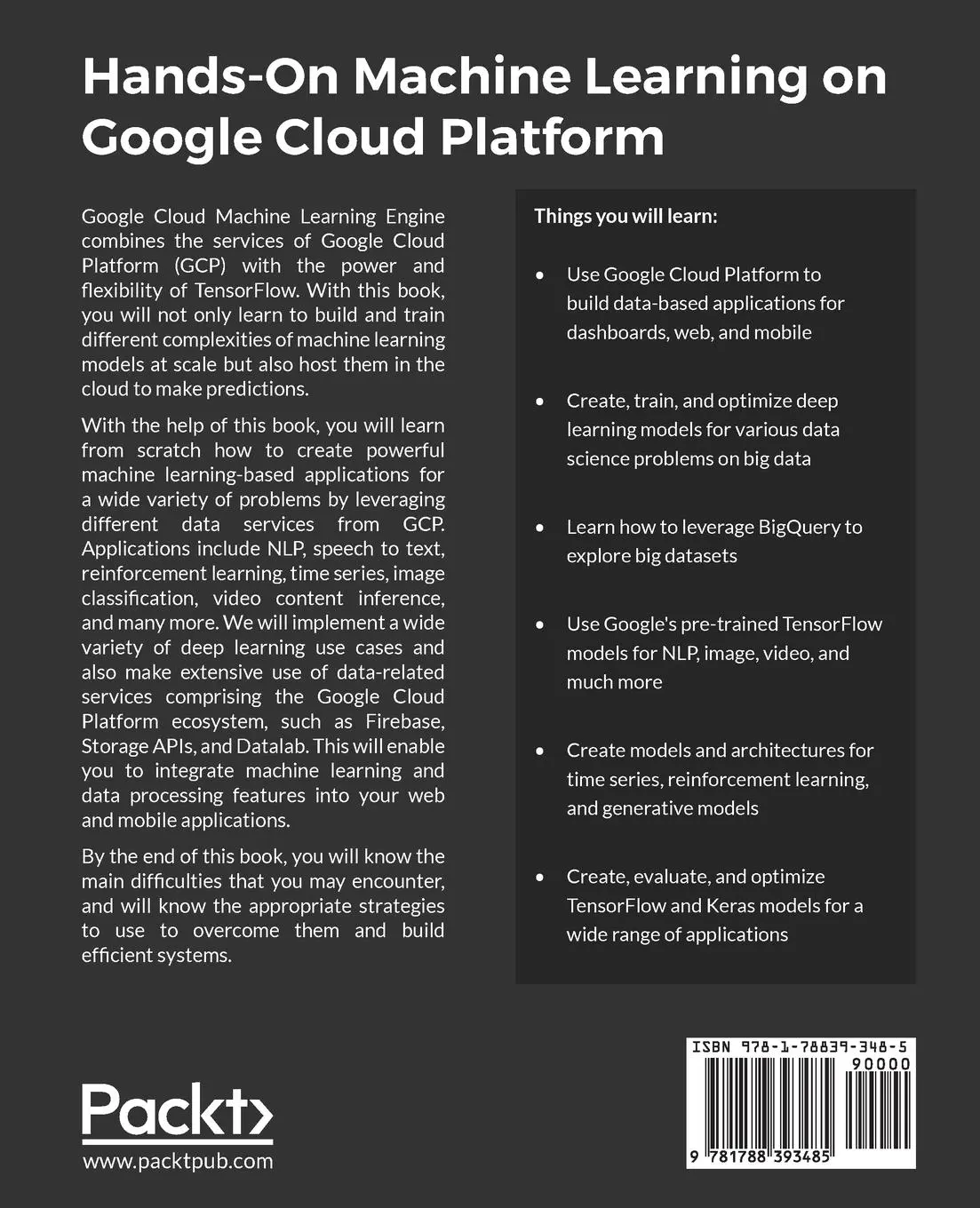 Rückseite: 9781788393485 | Hands-On Machine Learning on Google Cloud Platform | Perrier (u. a.)